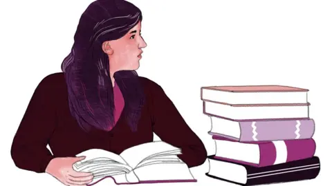 Illustration depicting Duaa with her books