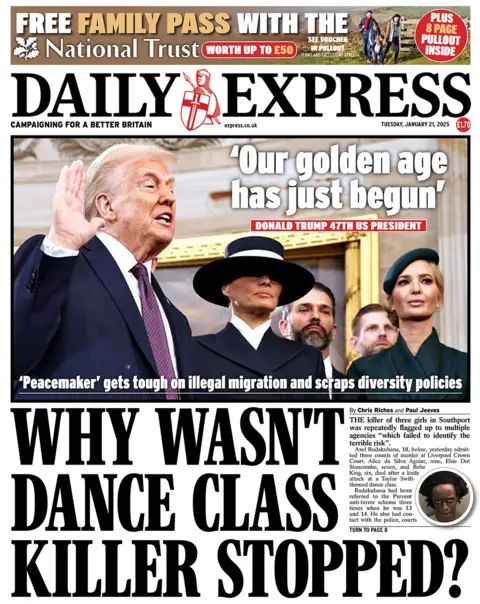 The headline in the Daily Express reads: Why wasn't dance class killer stopped?"