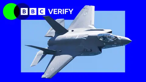 Getty Images Um jato Israel F-35 imposto pela marca BBC Verify.
