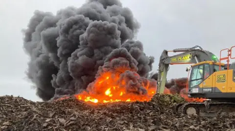 Cleveland Fire Brigade Fire at Seaton Meadows Landfill Site in Hartlepool