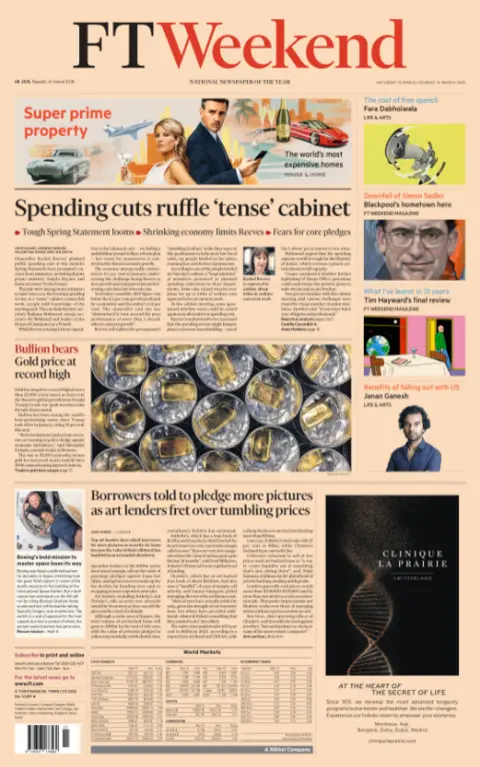 Spending cuts ruffle 'tense' cabinet, reads the beforehand   of the FT 