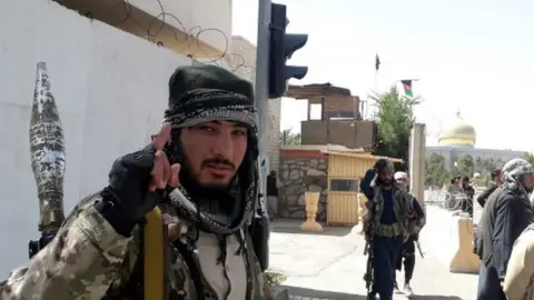 EPA Taliban fighters in the city of Ghazni, Afghanistan. Photo: 12 August 2021