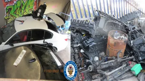 West Midlands Police Stash of car parts and cloned number plates