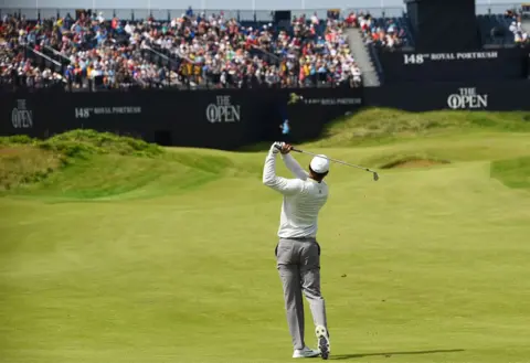 AFP Tiger Woods plays a shot at Royal Portrush