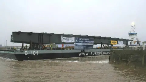 Suffolk County Council The 55m steel piece transported by boat