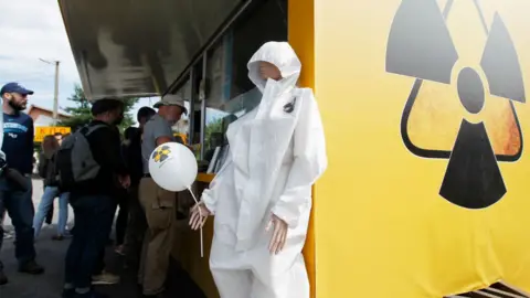 Getty Images Chernobyl souvenirs available at a tour