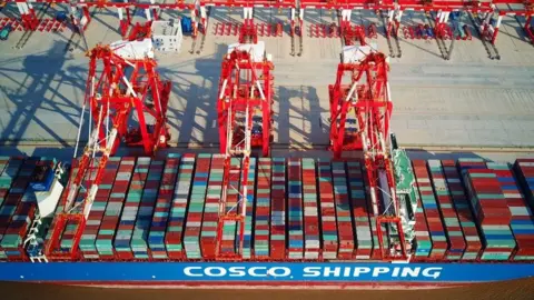 Getty Images Yangshan deep-water port, an automated cargo wharf, in Shanghai.