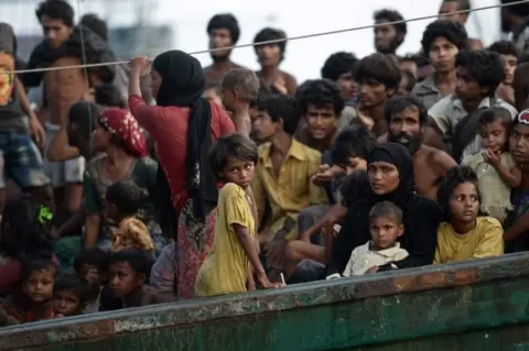 AFP Rohingya migrants on a boat. File photo