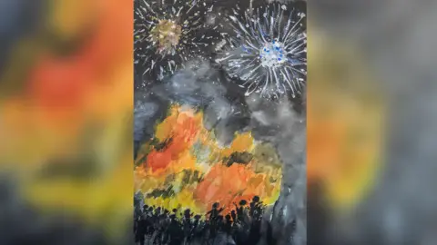 Sheila Austin Big bang: Pat's vibrant fireworks painting