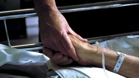 Science Photo Library Nurse and patient holding hands