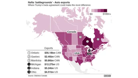 Map of auto exports by state