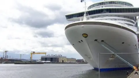 Cruise ship docked in Belfast