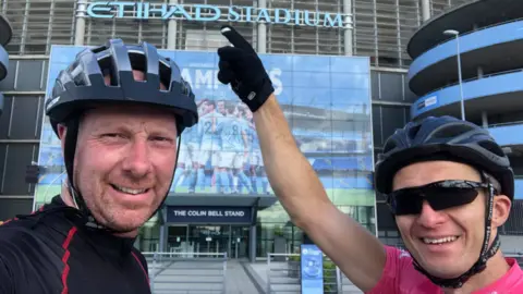 Le Tour de Premier League Chris Scott and Shaun Spence at the Etihad