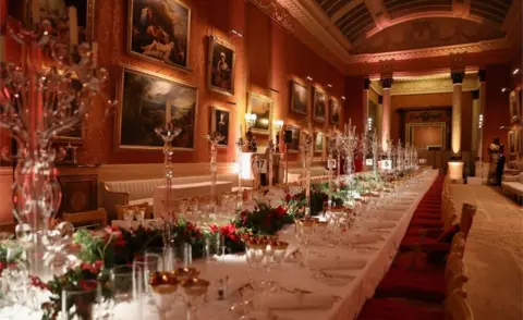 Getty Images The table ahead of a Prince's Trust Dinner at Buckingham Palace, in December 2017