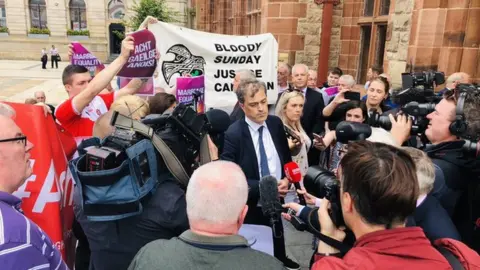 Protesters at Londonderry's Guildhall