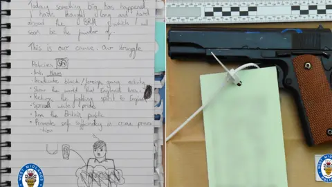 West Midlands Police Notebook and gun recovered from the teenager's room