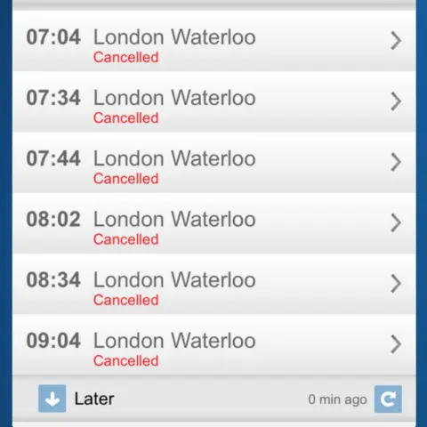 A list of cancelled trains