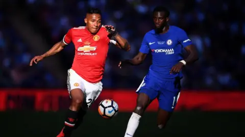 Getty Images Antonio Valencia of Manchester United is challenged by Tiemoue Bakayoko of Chelsea during The Emirates FA Cup Final