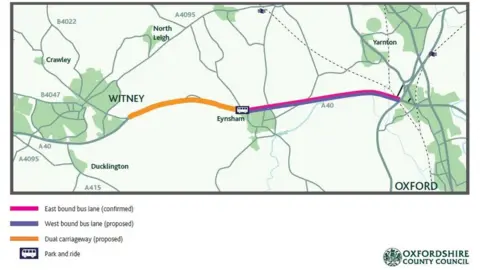 Oxfordshire County Council Map of new bus route