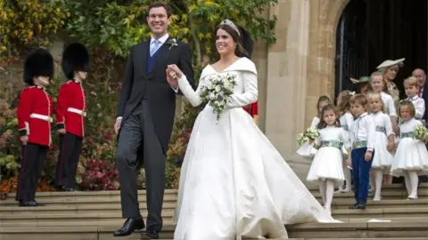 PA Media Princess Eugenie and Jack Brooksbank on their wedding day