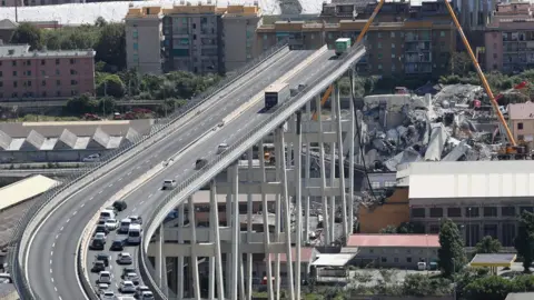 Reuters Image shows the collapsed Morandi Bridge