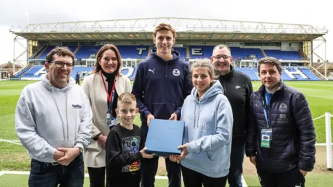 Peterborough United  Right to left: Steve Thorpe, Dawn Gore, Jakub Chatten, Hector Kyprianou, Emilia Chatten, Kieran Chatten, and Clive Edwards