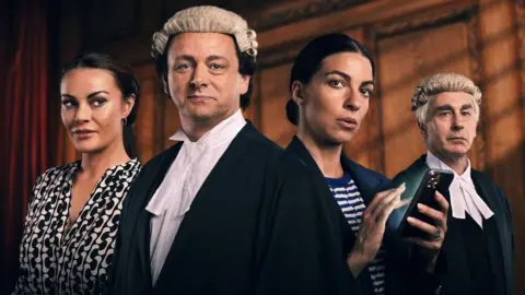 PA Media Chanel Cresswell as Coleen Rooney, Michael Sheen as David Sherborne QC, Natalia Tena as Rebekah Vardy and Simon Coury as Hugh Tomlinson QC