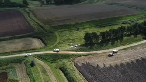 A view of the crash site from a drone