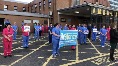 Staff at Altnagelvin in Londonderry also observed the silence