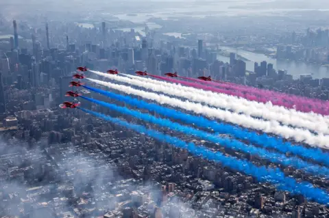 Reuters The Red Arrows fly over New York City