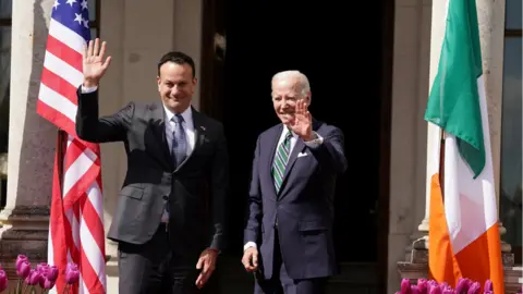 Reuters Taoiseach Leo Varadkar met President Biden at Farmleigh House in the sunshine