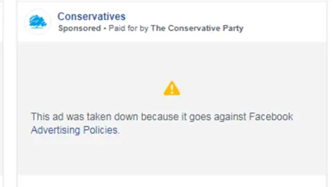 Facebook Conservative advert removed on Facebook