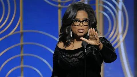 Getty Images Oprah Winfrey at the Golden Globes