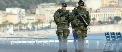 Getty Images Soldiers on the Promenade des Anglais (file pic March 2017)