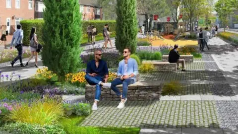 North Tyneside Council Computer-generated image of the transformed area around Segedunum with its "pocket garden"