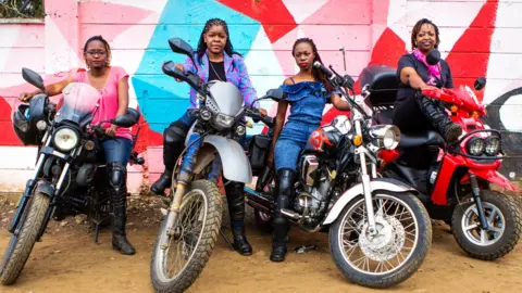 Katie Cashman Bikers from the female Kenyan biker gang Inked Sisterhood