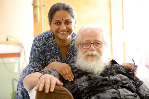 Vivek Nair Nambi Narayanan with his daughter