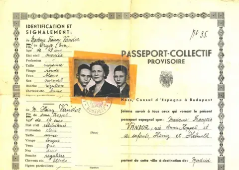 centro sefarad Joint passport for Vándor family