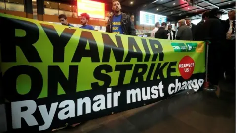 Reuters Ryanair strikers in Belgium