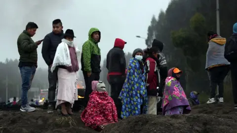 Getty Images Image shows protesters at road block