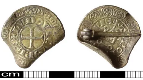 Norfolk County Council Medieval gilded silver coin brooch