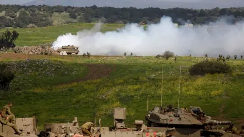 Getty Images An Israeli military drill in the Golan Heights