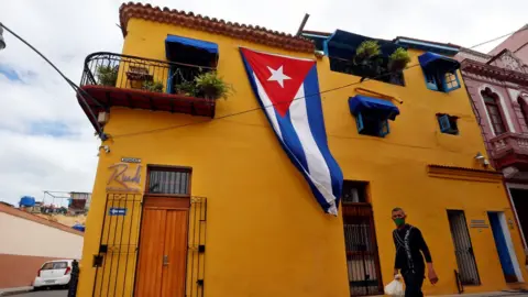 A man walking in Old Havana, Cuba