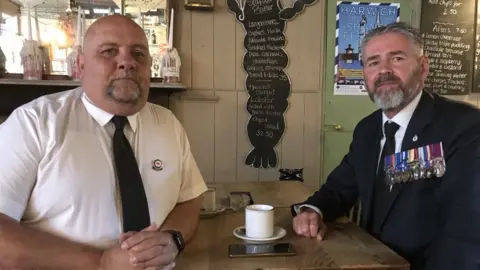 (L-r) Peter Bull, 59, Harwich, supervisor at Port of Felixstowe and lifeboat operations manager at RNLI & Adrian Jenner, 50, Harwich, security at the Port of Felixstowe, volunteer RNLI (also former British Army)