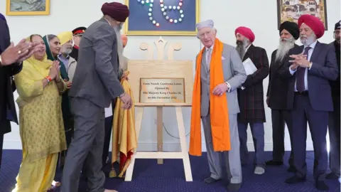 PA Media King Charles opens the Guru Nanak Gurdwara temple