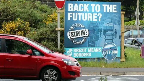 Getty Images A "No To Brexit" sign is pictured on the outskirts of Newry in Northern Ireland on June 7, 2016