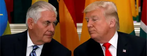 Reuters Rex Tillerson, left, leans eye-to-eye with Donald Trump, right, in a file photo taken 20 September