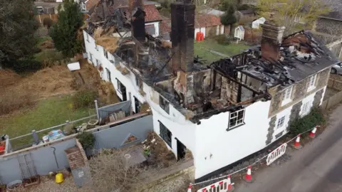 Jamie Niblock/BBC Hengrave house after blaze