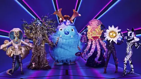 PA Media Pharaoh, Tree, Monster, Octopus, Daisy and Fox from The Masked Singer