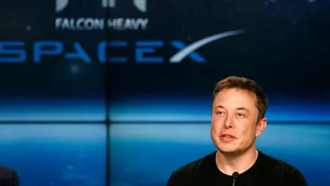 Reuters SpaceX founder Elon Musk speaks at a press conference following the first launch of a SpaceX Falcon Heavy rocket at the Kennedy Space Center in Cape Canaveral, Florida, U.S.